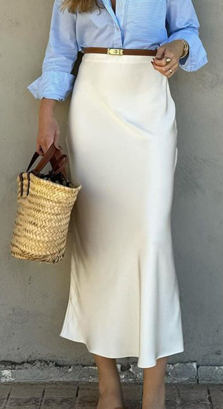 Chic Solid Color High-Waist Bodycon Skirt