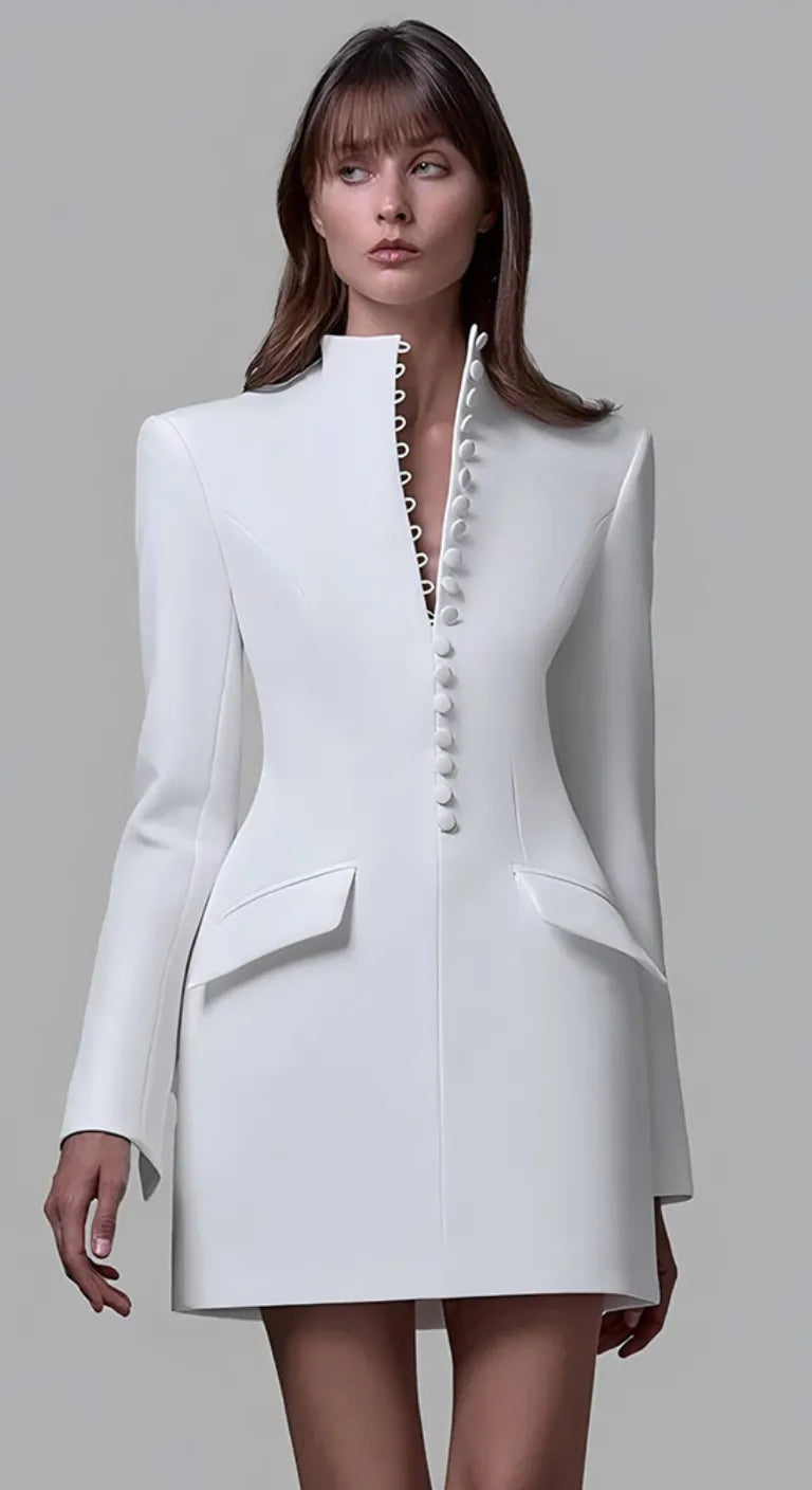 Chic Buttoned Blazer Dress – Sexy Slim Fit Autumn/Winter Bodycon Mini Skirt